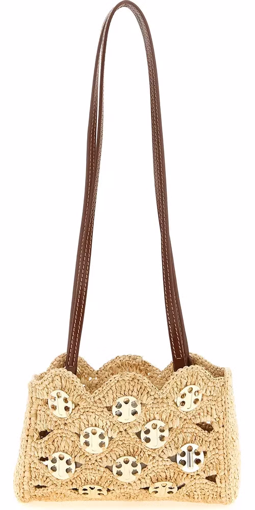 Paco Rabanne Beige Ramie Shoulder Bag