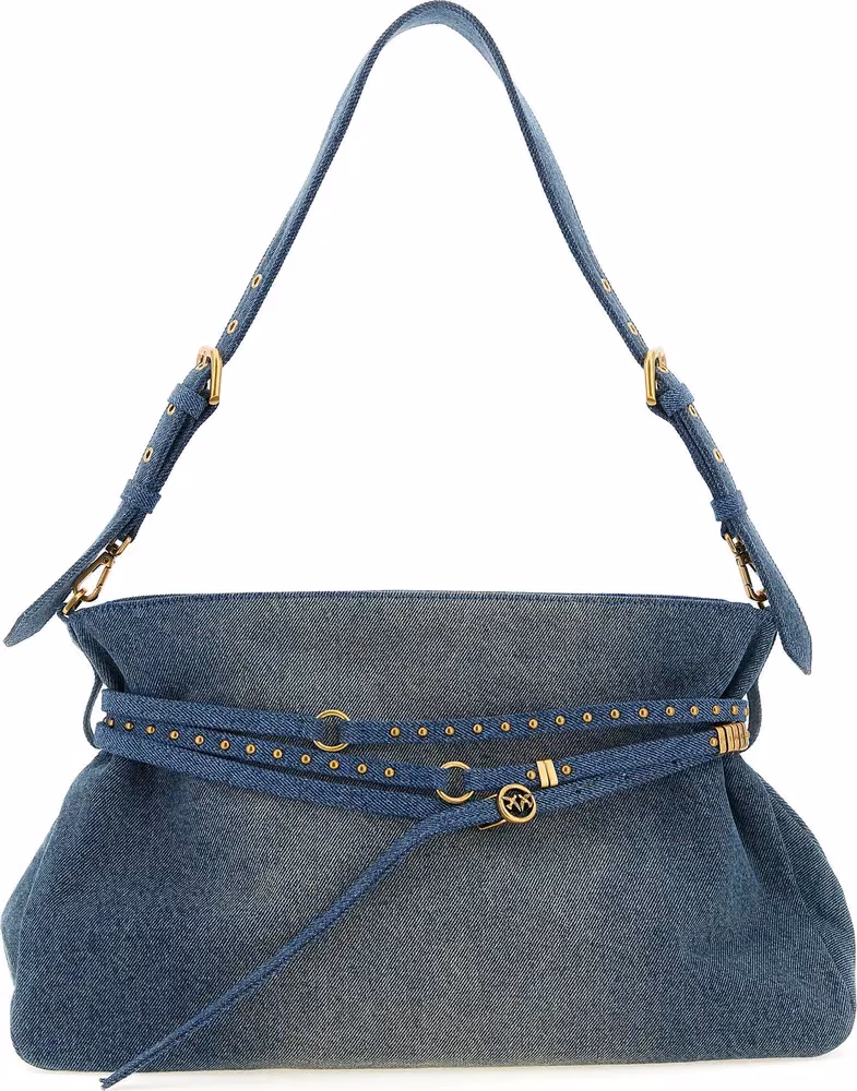 PINKO Blue Cotton Shoulder Bag