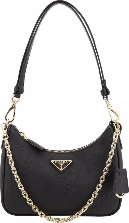 Prada Black Calf Leather Bos Taurus Shoulder Bag