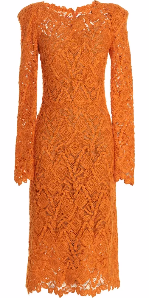 Ermanno Scervino Orange Wool Midi Dress