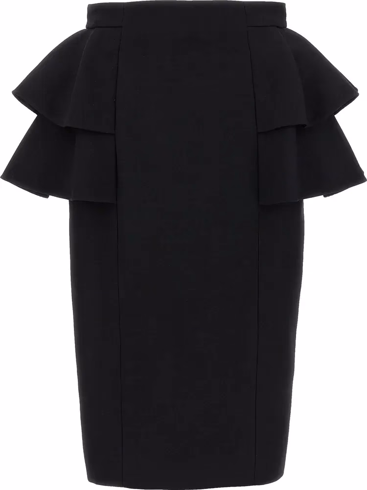 Valentino Garavani Black Virgin Wool Midi Skirt