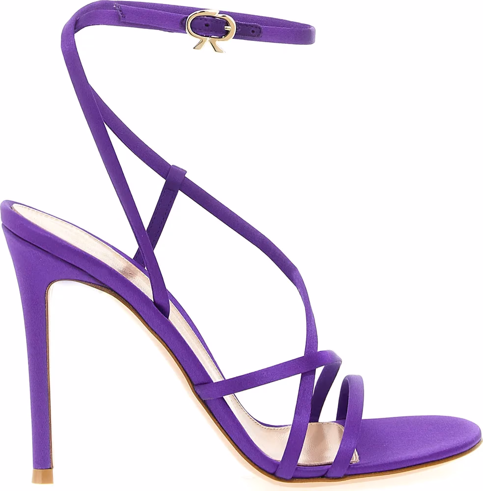 Gianvito Rossi Purple Fabric Stiletto Heel Sandals