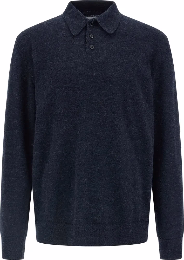 Maison Margiela Blue Wool Polo Shirt