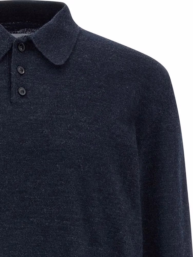 Maison Margiela Blue Wool Polo Shirt