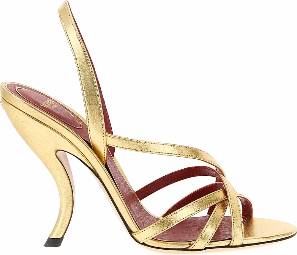 Valentino Garavani Gold Lambskin Stiletto Heel Sandals