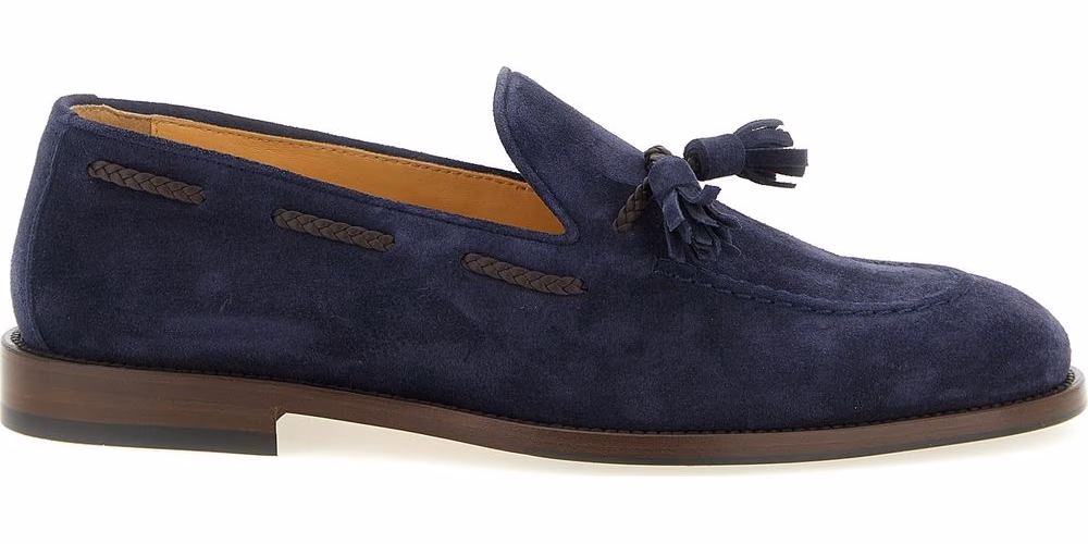 Brunello Cucinelli Blue Calfskin Slip-On Loafers