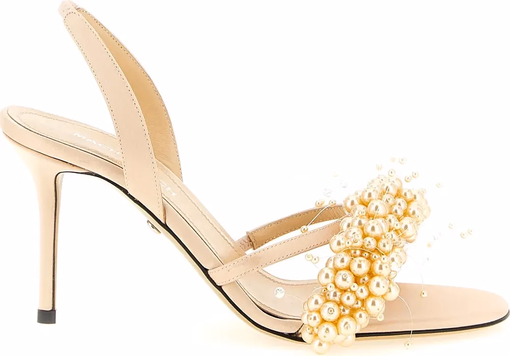 MACH & MACH Gold Satin Stiletto Heel Sandals