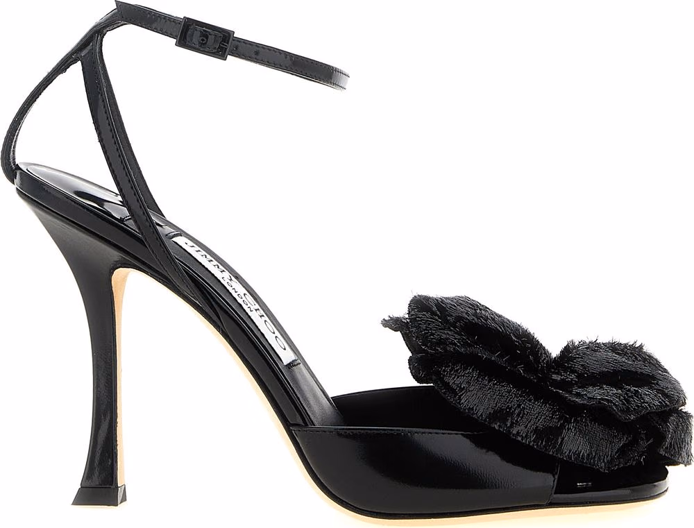 Jimmy Choo Black Leather Stiletto Heel Sandals