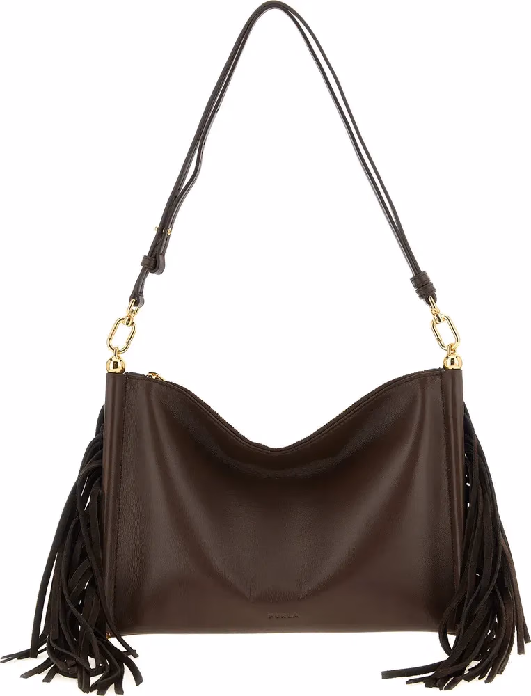 Furla Brown Lamb Leather Shoulder Bag