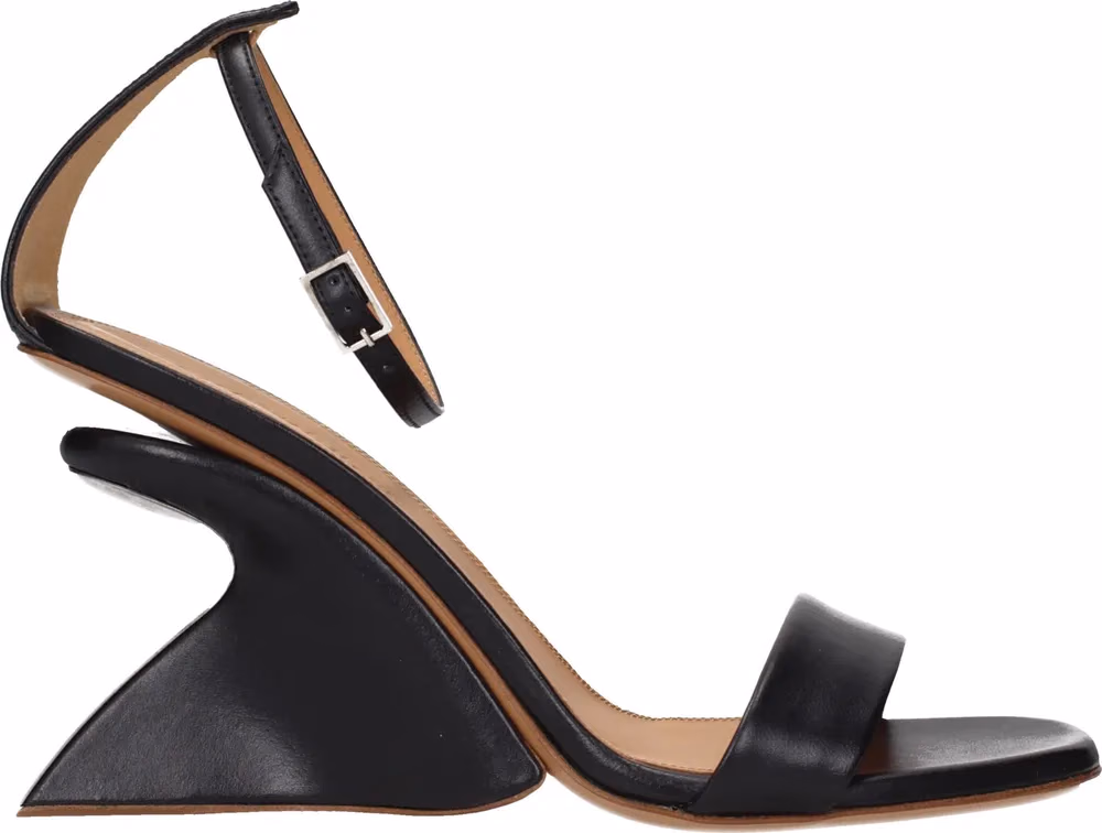 Off-White Black Leather Stiletto Heel Sandals