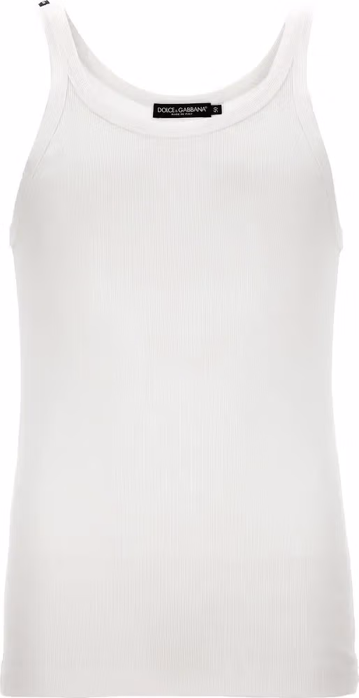 Dolce & Gabbana White Cotton Tank Tops