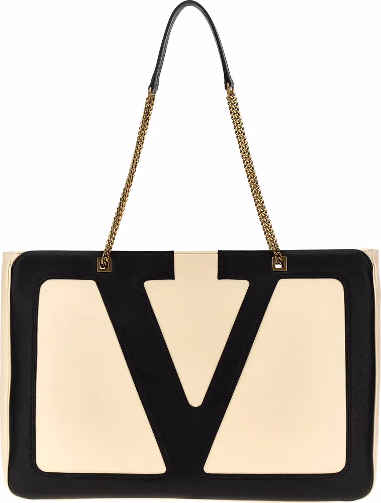 Valentino Garavani Bicolor Lamb Leather Tote Bag