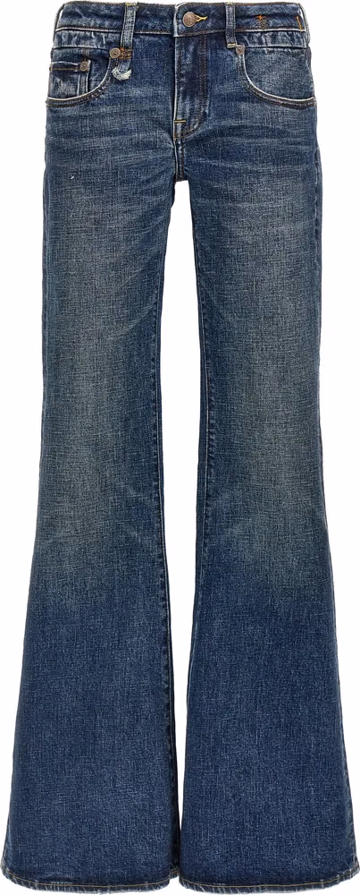R13 Blue Cotton Flared Jeans