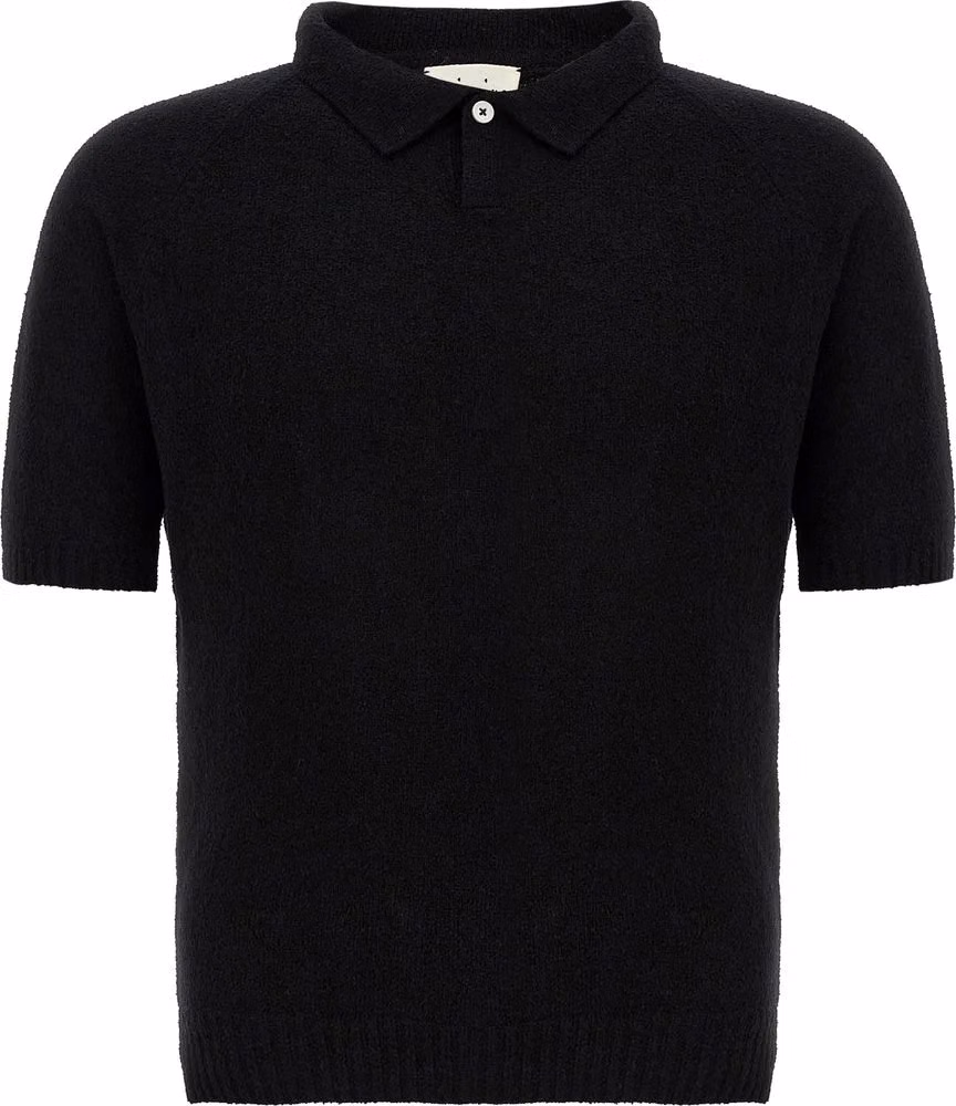 MA'RY'YA Black Cotton Polo Shirt