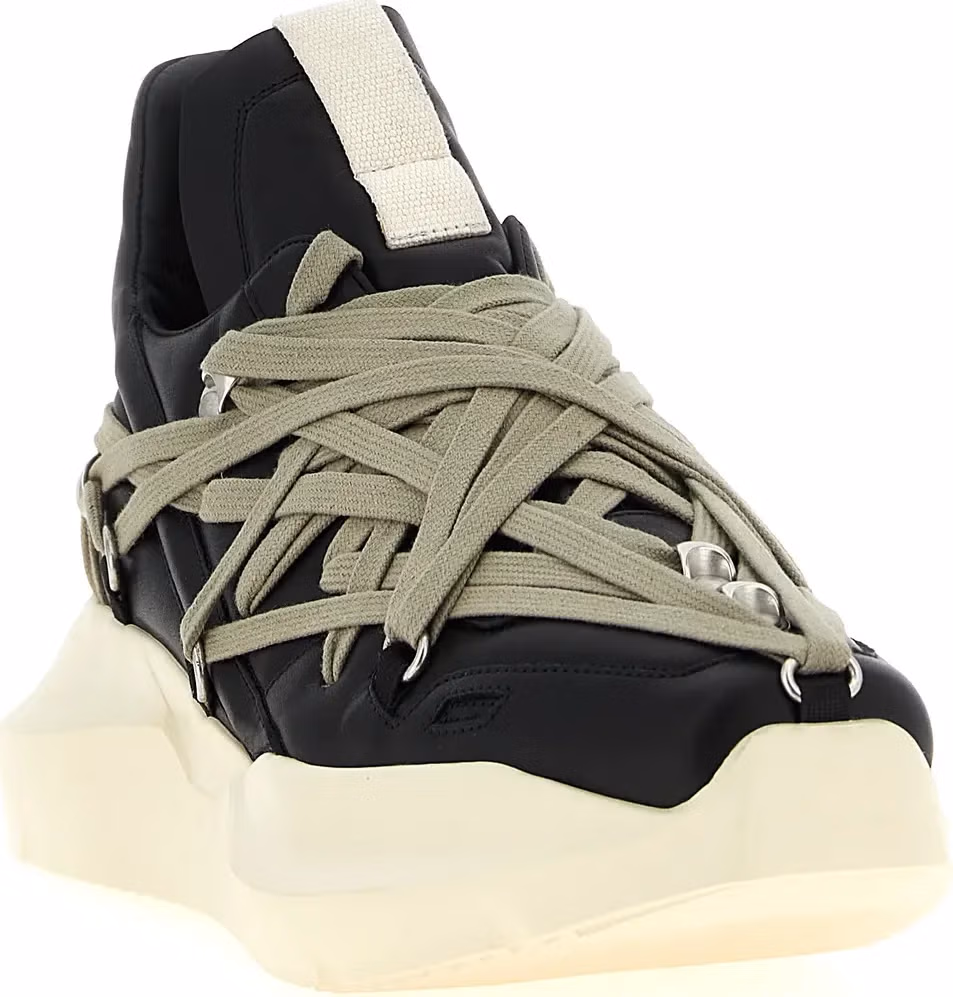 Rick Owens Black Calfskin Athletic Sneakers