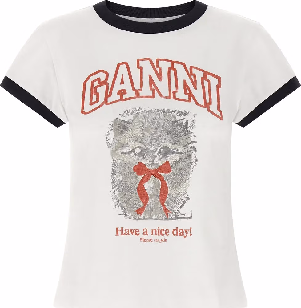 Ganni White Organic Cotton T-Shirt