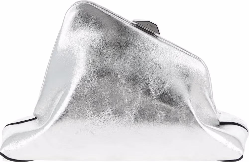 The Attico Silver Calfskin Clutch Bag