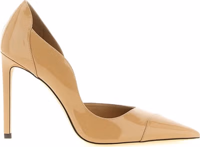 Beige Leather High Heel Pumps
