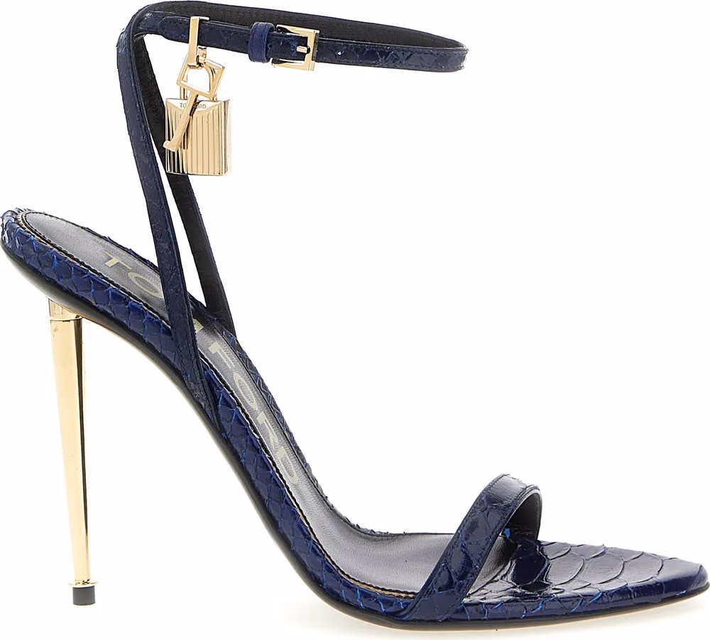 Tom Ford Blue Calfskin Stiletto Heel Sandals
