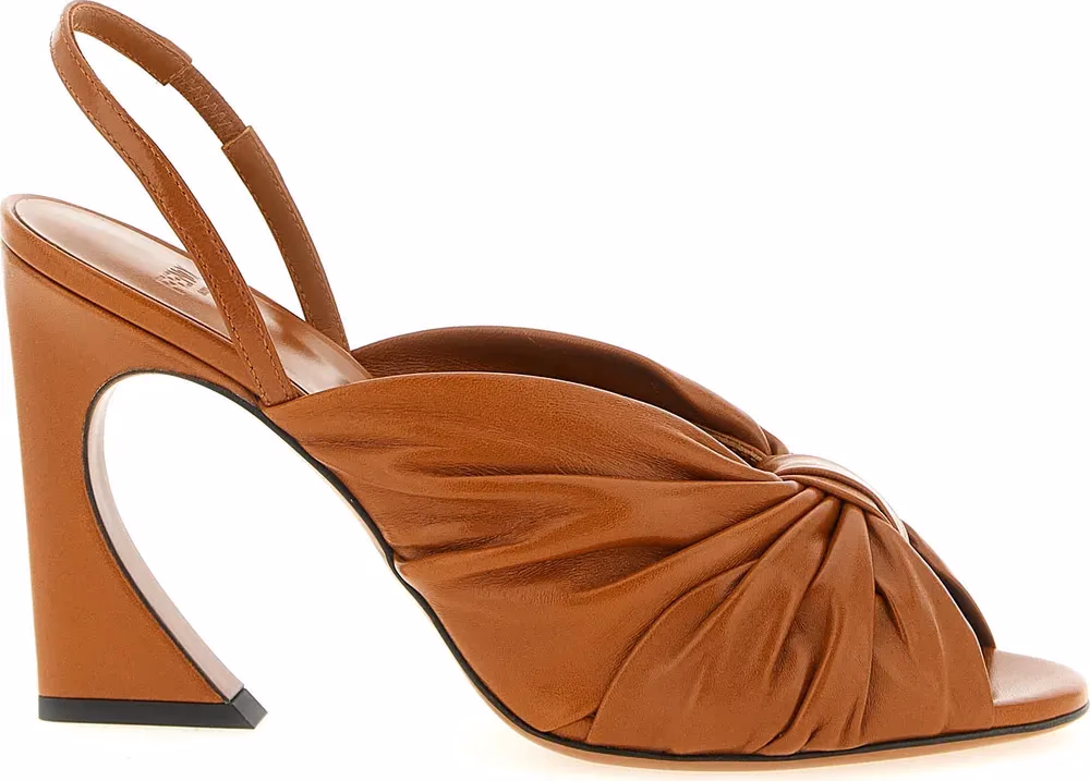 Fendi Brown Lamb Leather Stiletto Heel Sandals