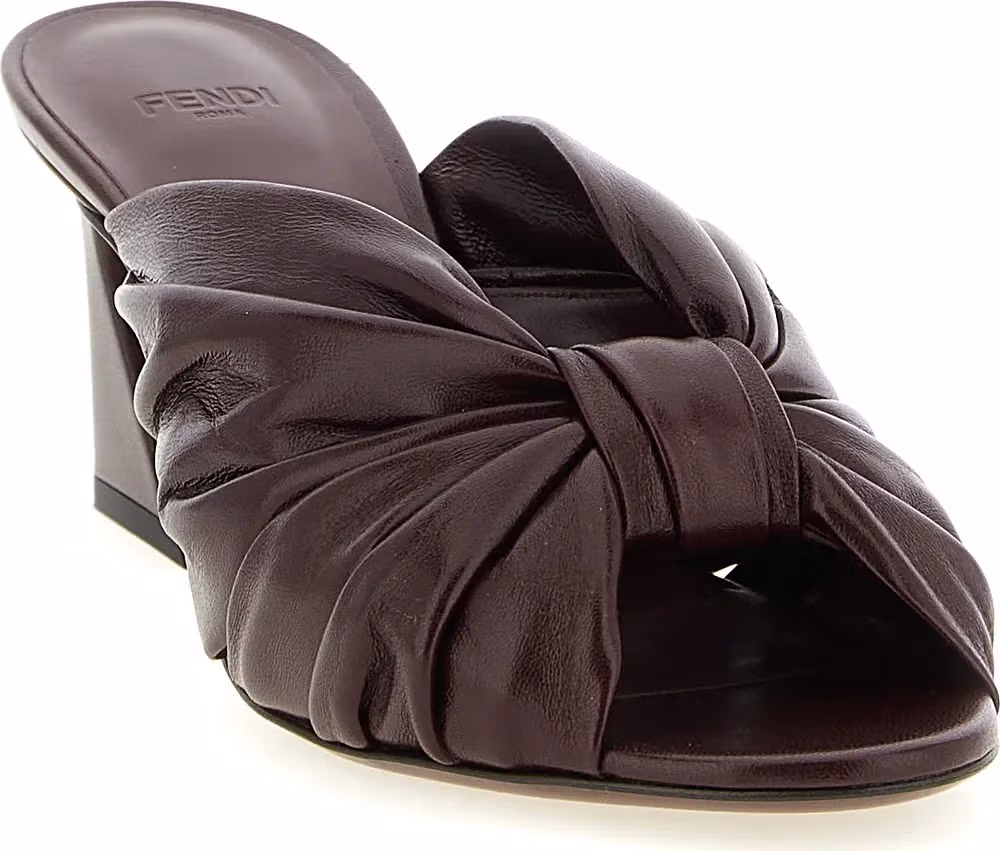 Fendi Bordeaux Lamb Leather Platform Sandals
