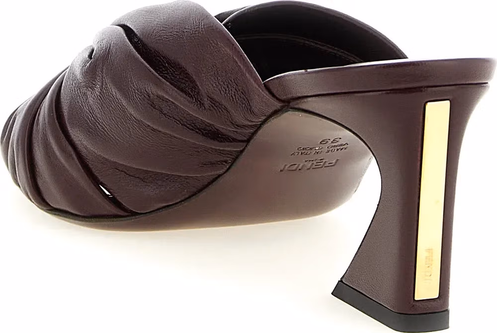 Fendi Bordeaux Lamb Leather Platform Sandals