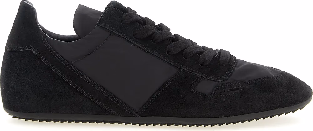 Rick Owens Black Calfskin Athletic Sneakers