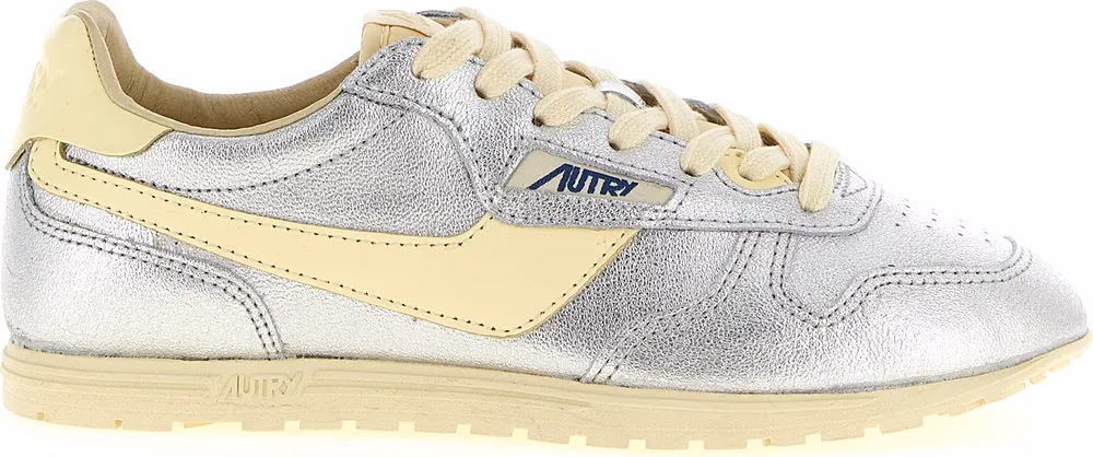Autry Silver Cowhide Low Top Sneakers
