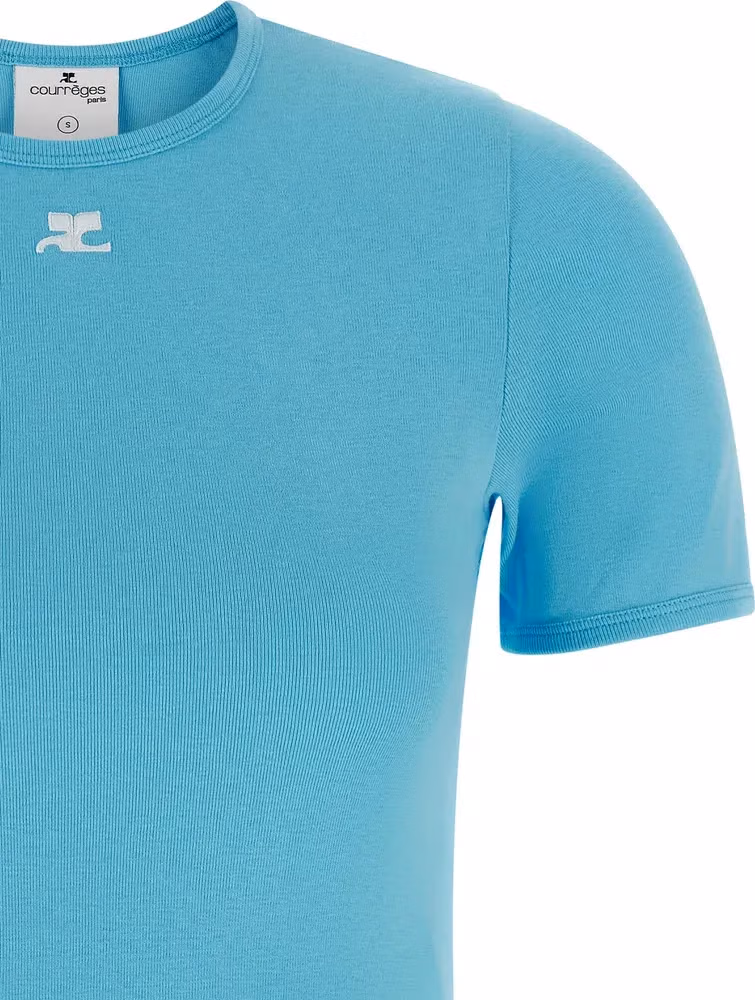 Courrèges Blue Cotton T-Shirt