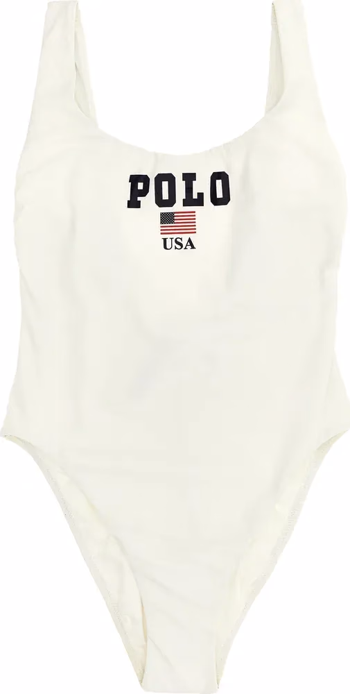 Polo Ralph Lauren White Nylon One-Piece Swimsuit