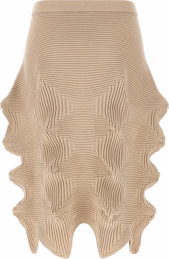 Issey Miyake Beige Polyester Midi Skirt
