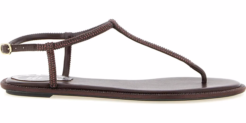 RENE CAOVILLA Brown Viscose Flat Sandals