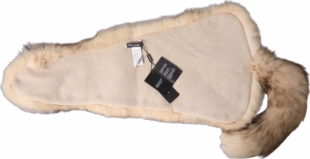 Dolce & Gabbana Brown Frost Fox Fur Neck Warmer Winter Scarf