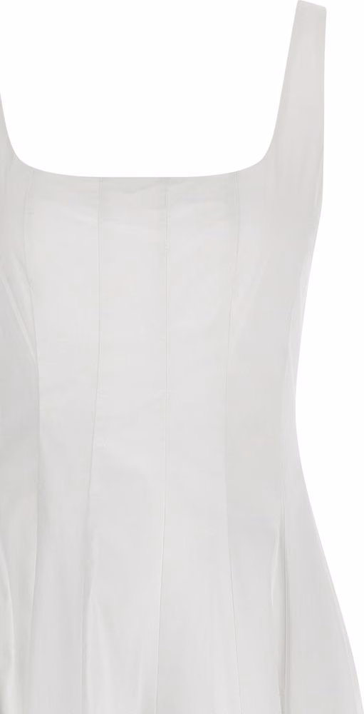 Staud White Cotton Midi Dress