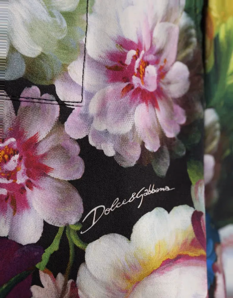 Dolce & Gabbana Multicolor Floral High Waist Wide Leg Pants