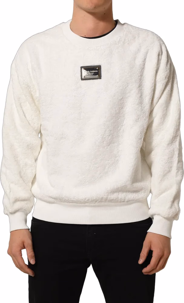 Dolce & Gabbana White LogoPlaque CrewNeck Sweatshirt Sweater