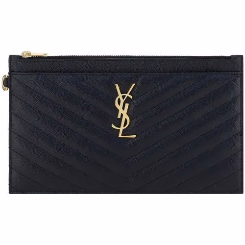 Saint Laurent Black Calf Leather Bos Taurus Clutch Bag