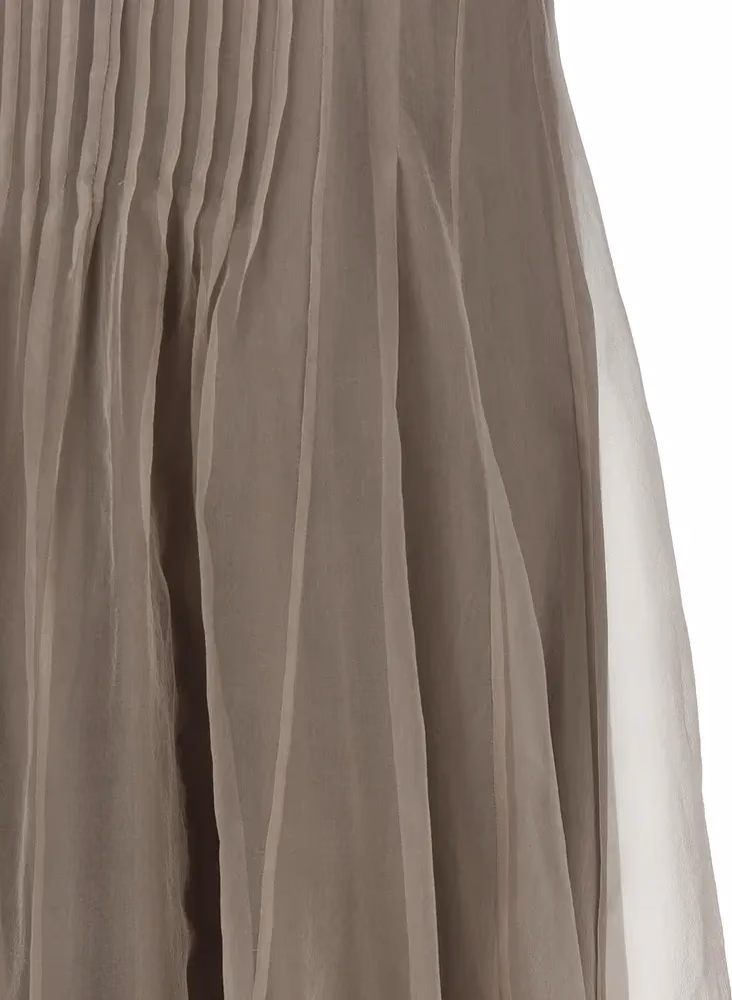 Brunello Cucinelli Beige Silk Long Dress