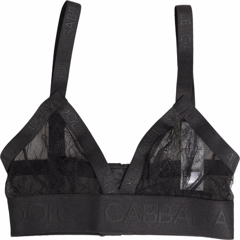 Dolce & Gabbana Black Logo Monogram Soft Cup Brassiere Underwear