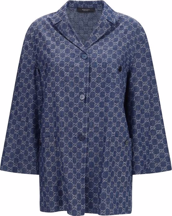 Gucci Blue Cotton Full-Length Jacket