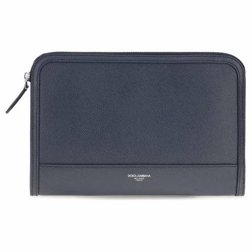 Dolce & Gabbana Blue Calf Leather Bos Taurus Clutch Bag