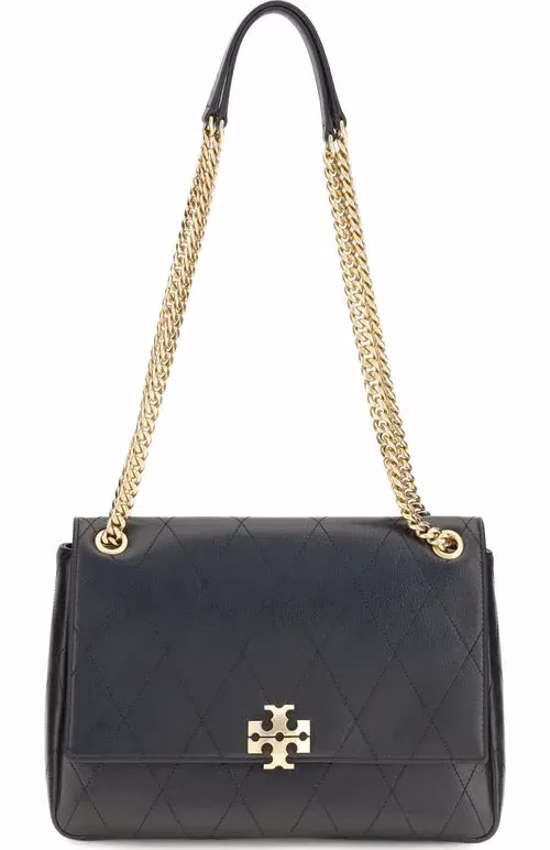 Tory Burch Black Calf Leather Bos Taurus Shoulder Bag
