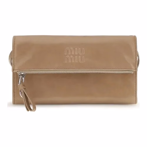 Miu Miu Beige Calf Leather Bos Taurus Clutch Bag