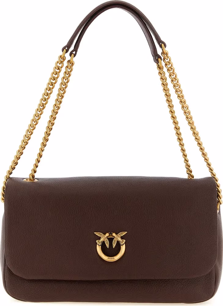 PINKO Brown Lamb Leather Shoulder Bag