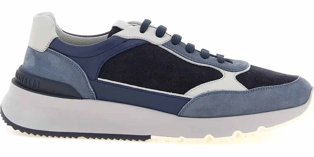 Brunello Cucinelli Blue Calfskin Athletic Sneakers