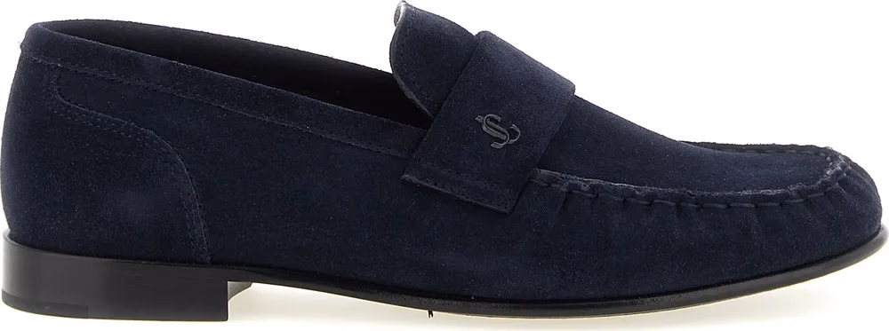 Jimmy Choo Blue Leather Slip-On Loafers