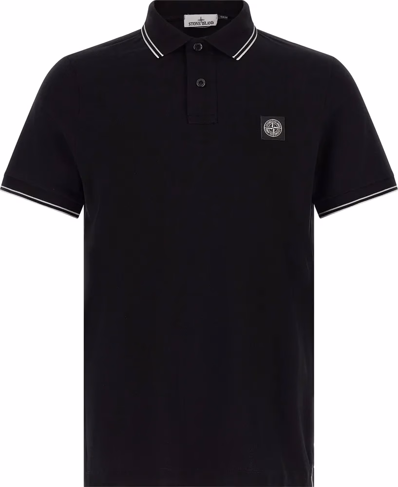 Stone Island Black Cotton Polo Shirt