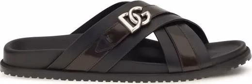 Dolce & Gabbana Black Calf Leather Bos Taurus Sandals