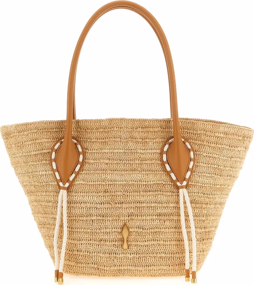 Christian Louboutin Beige Raffia Tote Bag