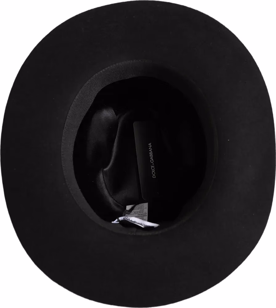 Dolce & Gabbana Men Black Classic Wide Brim Fedora Capello Hat